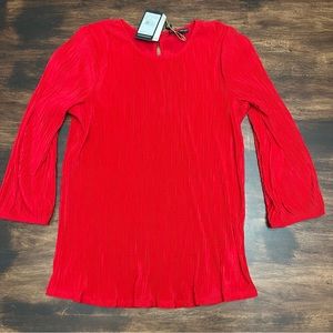 Adrianna Papell bright red pleated 3/4 sleeve size medium